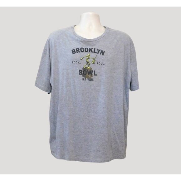 Brooklyn Bowl Las Vegas Logo Tee 2X Gray Short Sleeve Cotton Blend USA Made - Picture 1 of 6